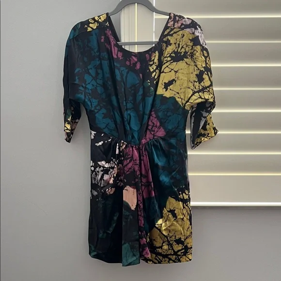 Tibi Black and Gold Abstract Mini Dress - Picture 2 of 5